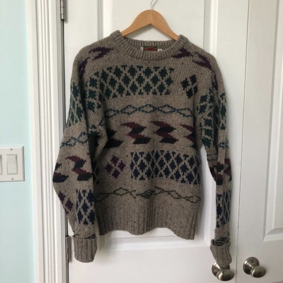 Vintage Boston Traders Wool Funky Geometric Grandpa Sweater - Picture 2 of 6